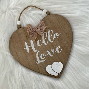 NEW! Valentine Heart Farmhouse Hanging MDF Wood Bead Sign